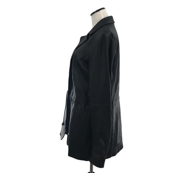 Travelsmith Black Leather Tie Waist Jacket - Picture 7 of 10